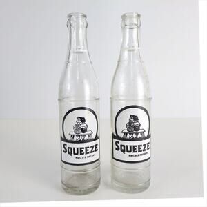 Set 2 Vtg Squeeze B&W ACL‎ 10oz Glass Soda Bottle Coca-Cola Bottling New Orleans
